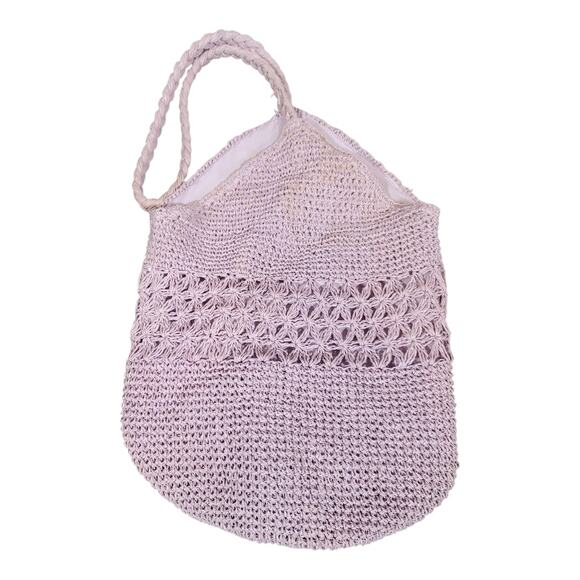 Lavender Crochet Knit Shoulder Bag Boho Hobo Tote Purse Handmade Medium - Picture 8 of 10